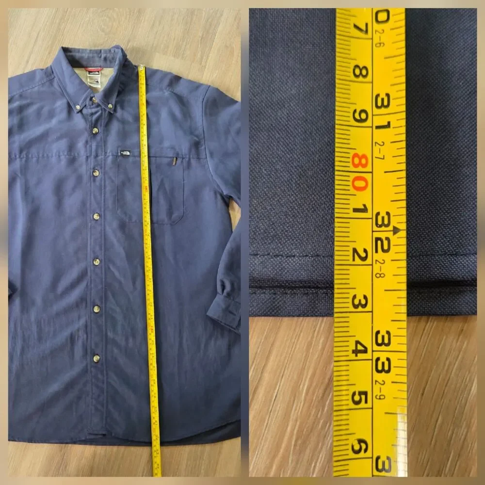 The North Face Shirt Men's Large Blue Roll Tab Modal Blend Button Down